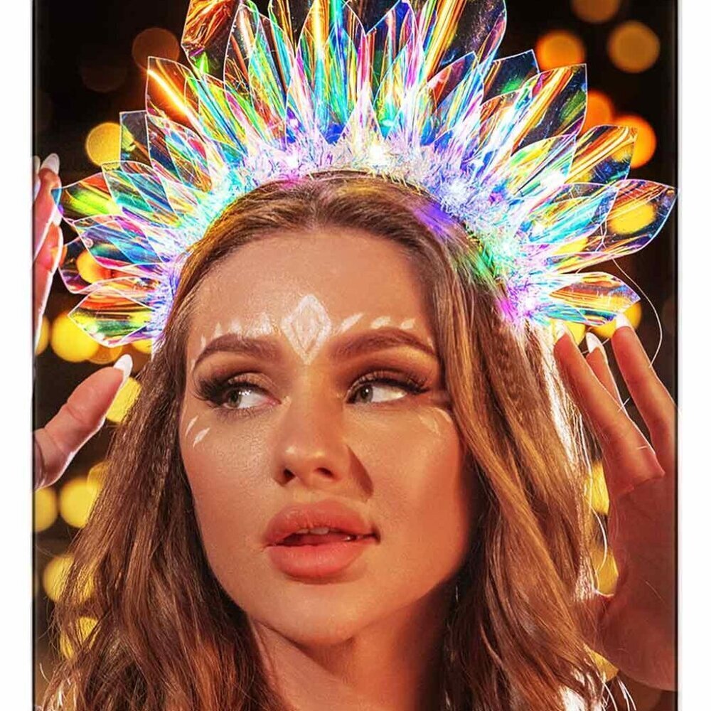 Light Up Crown LED Headband Glow Rave Costume Accessory for Adults Women